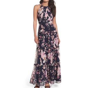 Eliza J Floral Pink and Navy Dress